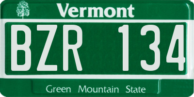VT license plate BZR134