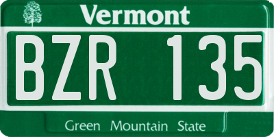 VT license plate BZR135