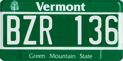 VT license plate BZR136