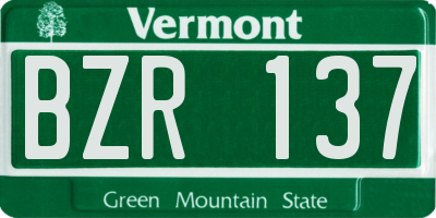 VT license plate BZR137