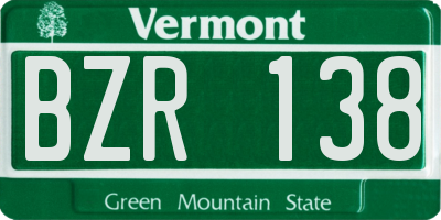 VT license plate BZR138