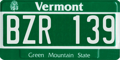 VT license plate BZR139