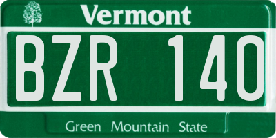 VT license plate BZR140