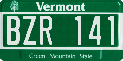 VT license plate BZR141