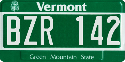 VT license plate BZR142