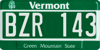 VT license plate BZR143