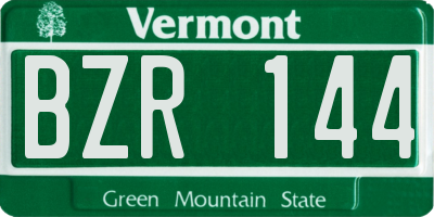 VT license plate BZR144