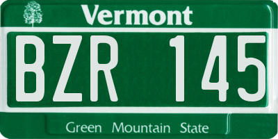 VT license plate BZR145