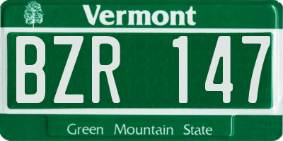 VT license plate BZR147