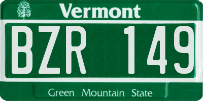 VT license plate BZR149