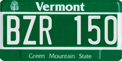 VT license plate BZR150