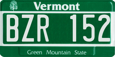 VT license plate BZR152