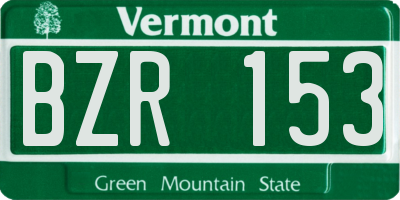 VT license plate BZR153