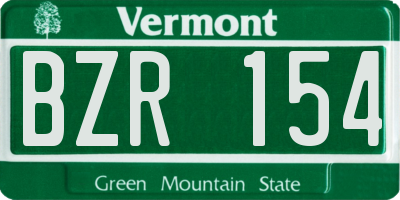 VT license plate BZR154