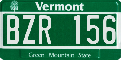 VT license plate BZR156