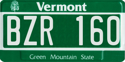 VT license plate BZR160