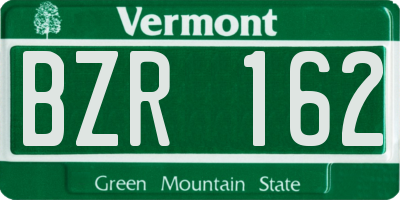 VT license plate BZR162
