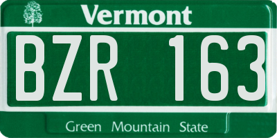 VT license plate BZR163