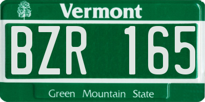 VT license plate BZR165