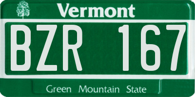 VT license plate BZR167