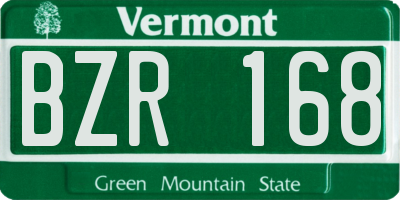 VT license plate BZR168