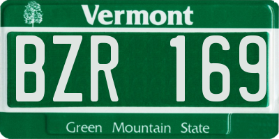 VT license plate BZR169