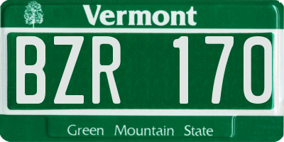 VT license plate BZR170