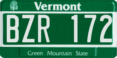 VT license plate BZR172