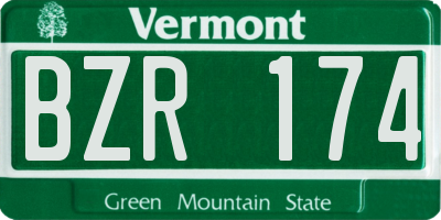 VT license plate BZR174