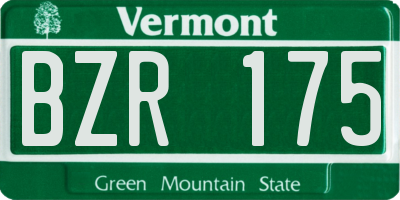 VT license plate BZR175