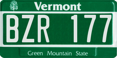 VT license plate BZR177