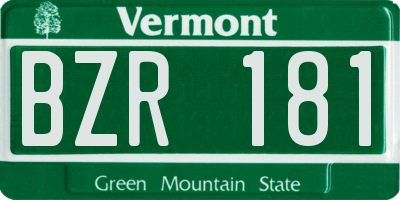 VT license plate BZR181