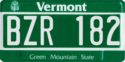 VT license plate BZR182