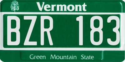 VT license plate BZR183