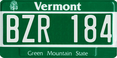 VT license plate BZR184
