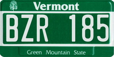 VT license plate BZR185
