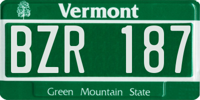 VT license plate BZR187