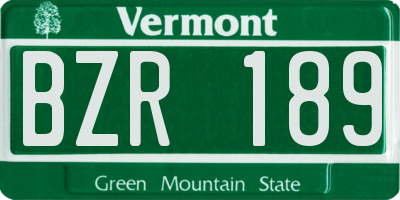 VT license plate BZR189