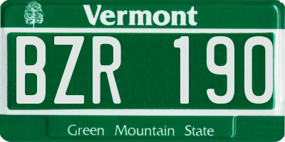 VT license plate BZR190