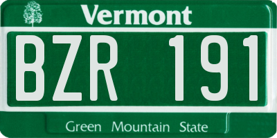 VT license plate BZR191