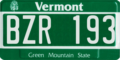 VT license plate BZR193