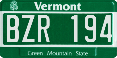 VT license plate BZR194