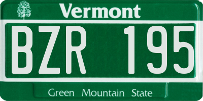 VT license plate BZR195