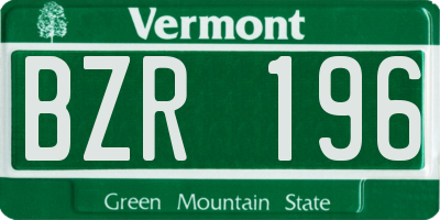 VT license plate BZR196