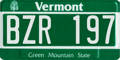 VT license plate BZR197