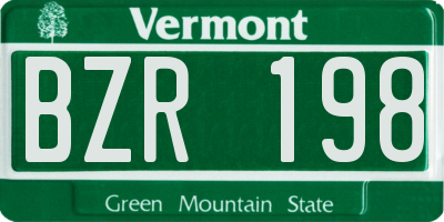 VT license plate BZR198