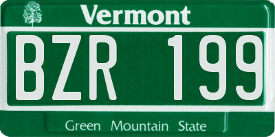 VT license plate BZR199
