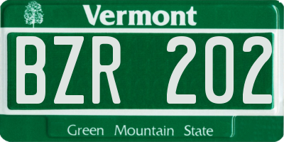 VT license plate BZR202