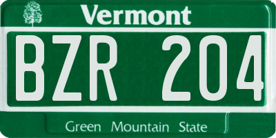 VT license plate BZR204