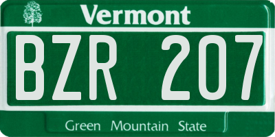 VT license plate BZR207